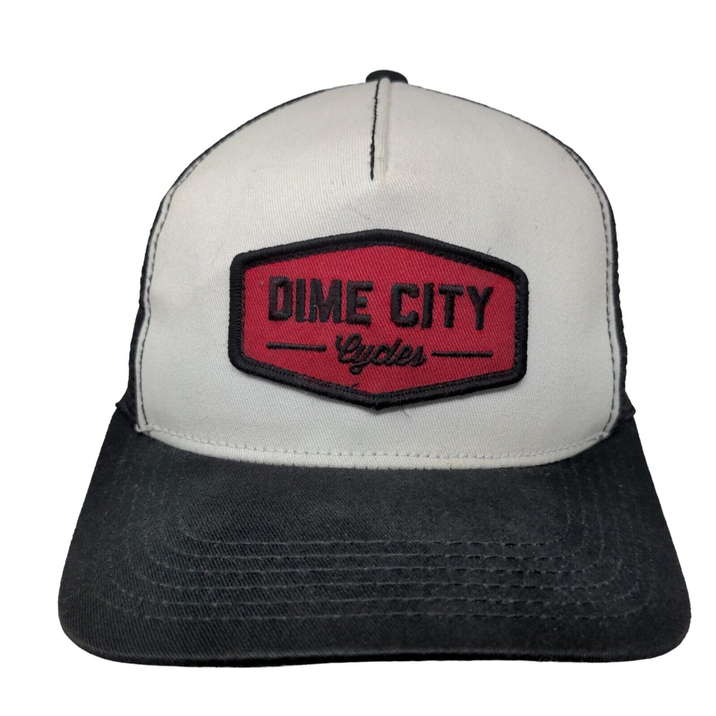 Dime City Cycles Snapback Trucker Hat Black One Size Embroidered Mesh Back