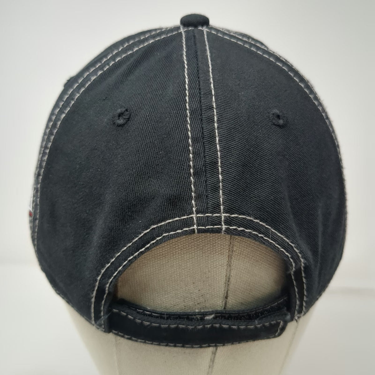 Otto Baseball Cap Black One Size Distressed Alpha Oil Gas Contrast Stitching Hat