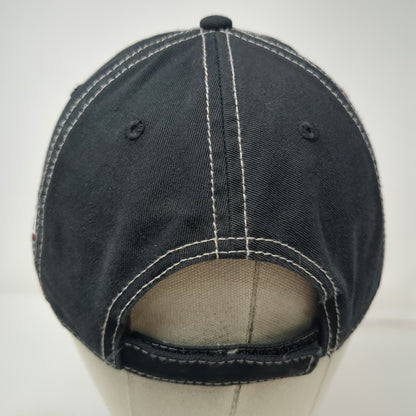 Otto Baseball Cap Black One Size Distressed Alpha Oil Gas Contrast Stitching Hat