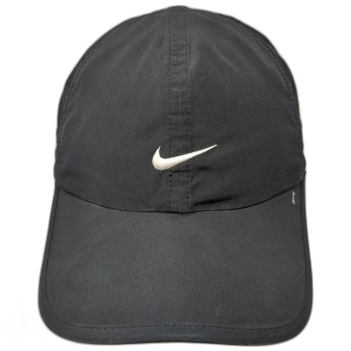 Nike Baseball Cap Black One Size White Swoosh Performance Strapback Hat Running