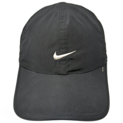 Nike Baseball Cap Black One Size White Swoosh Performance Strapback Hat Running
