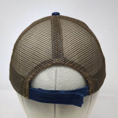 Trout Unlimited Baseball Cap Blue Brown OSFM Mesh Back Curved Brim Fishing Hat