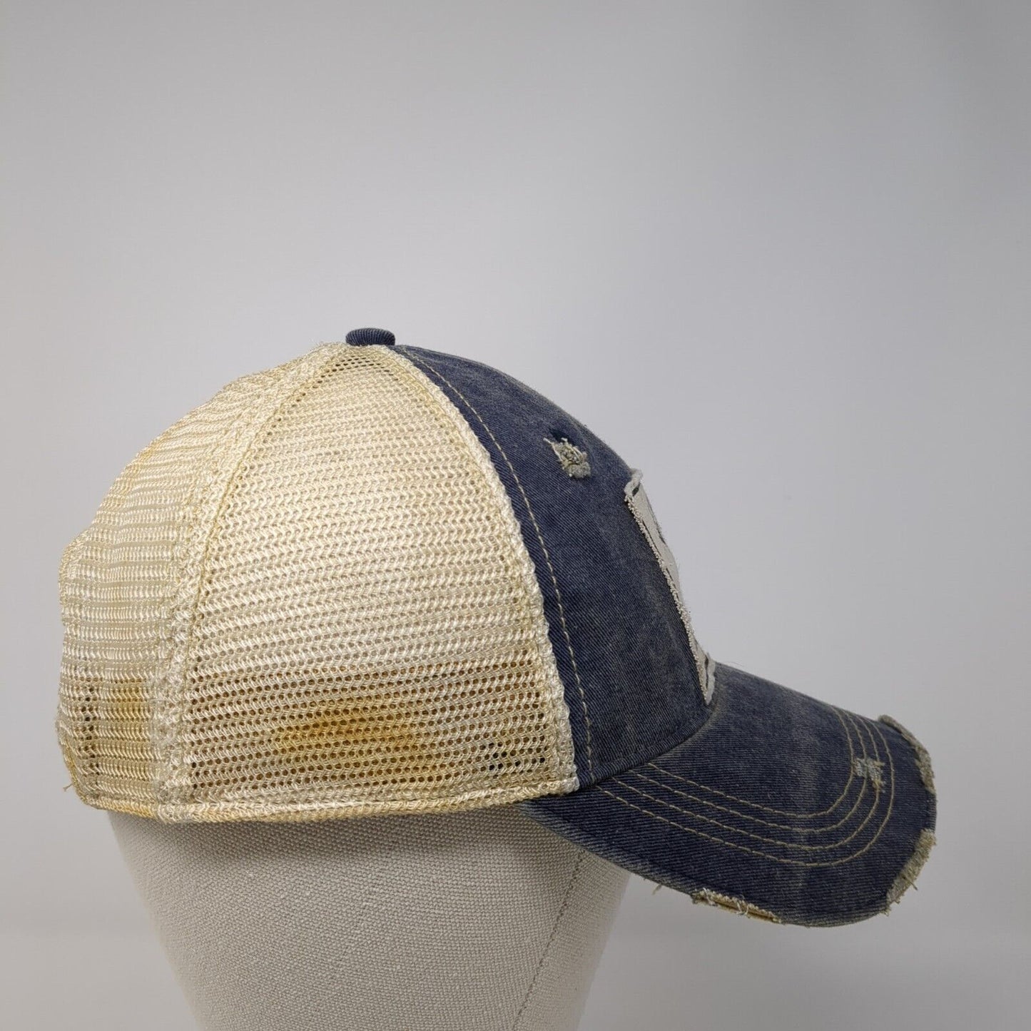 Weekend Hooker Snapback Trucker Hat Blue OS Adjustable Distressed Mesh Back