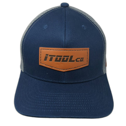 iTOOLco Trucker Hat Blue One Size Leather Patch Mesh Back Snapback USA Tag