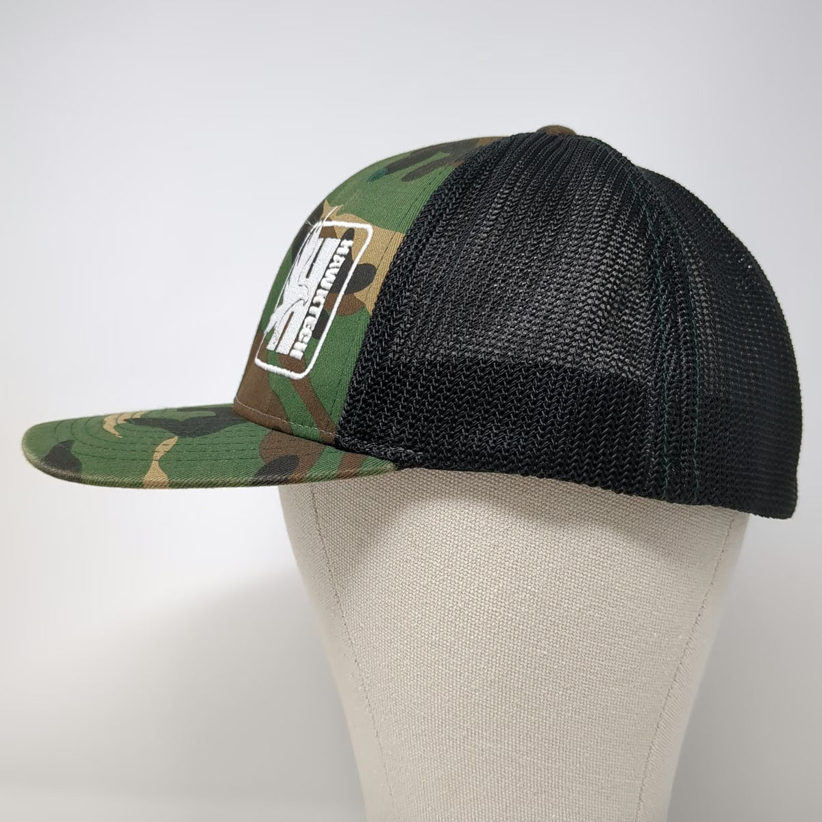 Richardson Baseball Cap Green Black XL Hawktech Logo Patch Camo Mesh Flexfit Hat