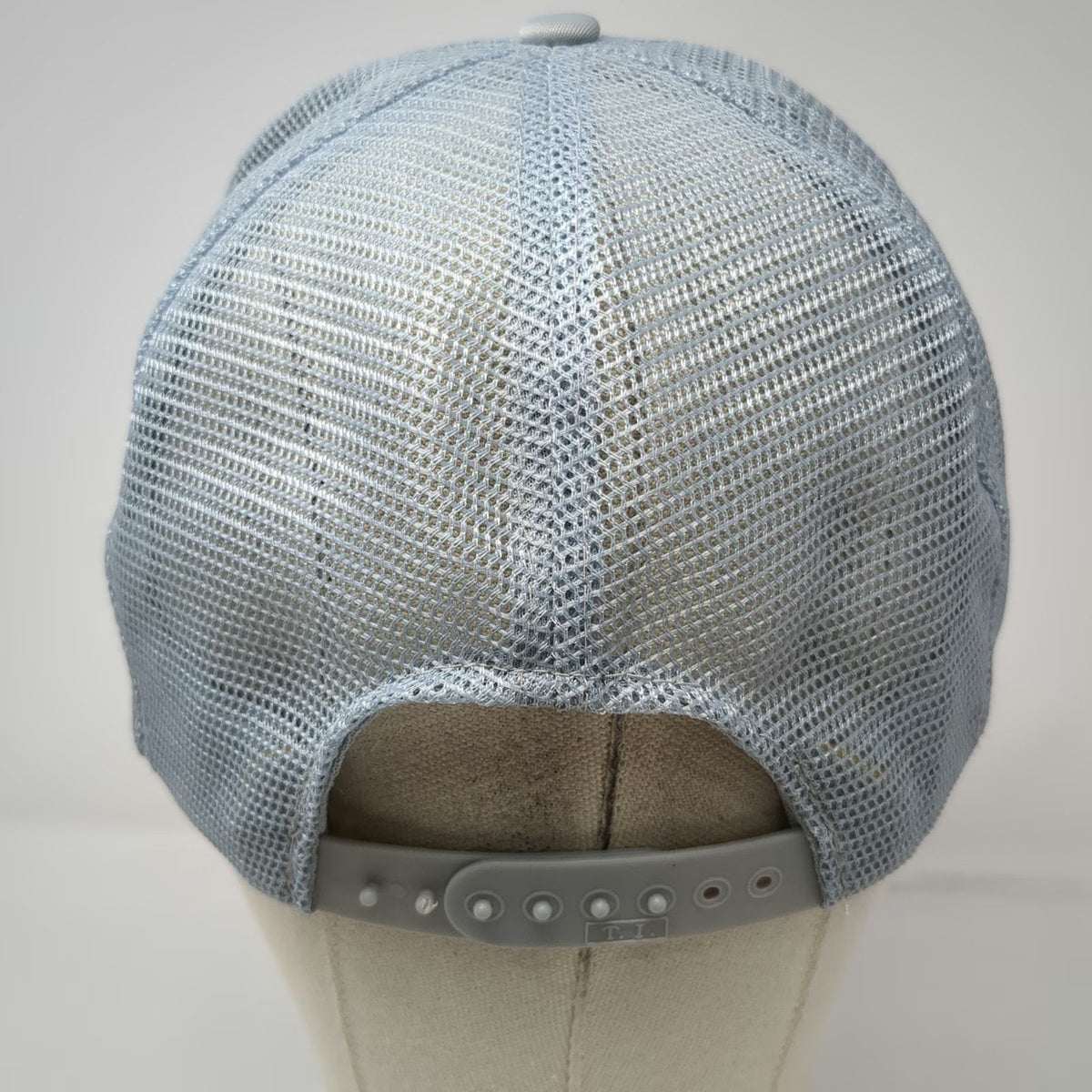 Ideal Trucker Hat Gray One Size Mesh Back Snapback Rope Detail Blue Patch Logo