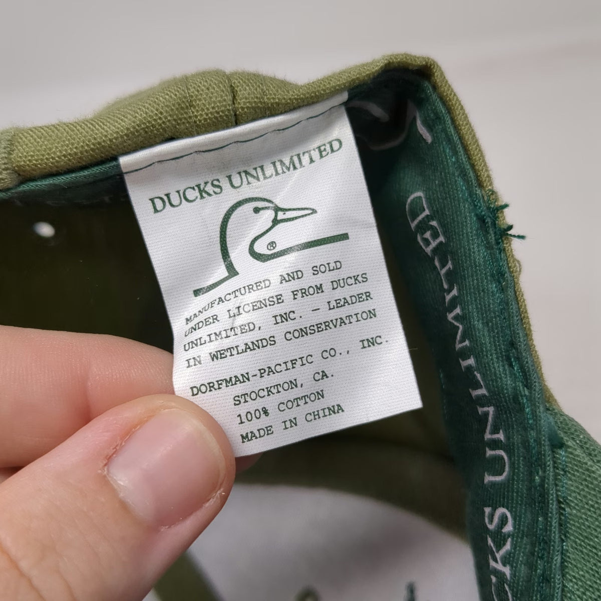 Ducks Unlimited Baseball Cap Green One Size Duck Embroidery Pin Slideback Hat