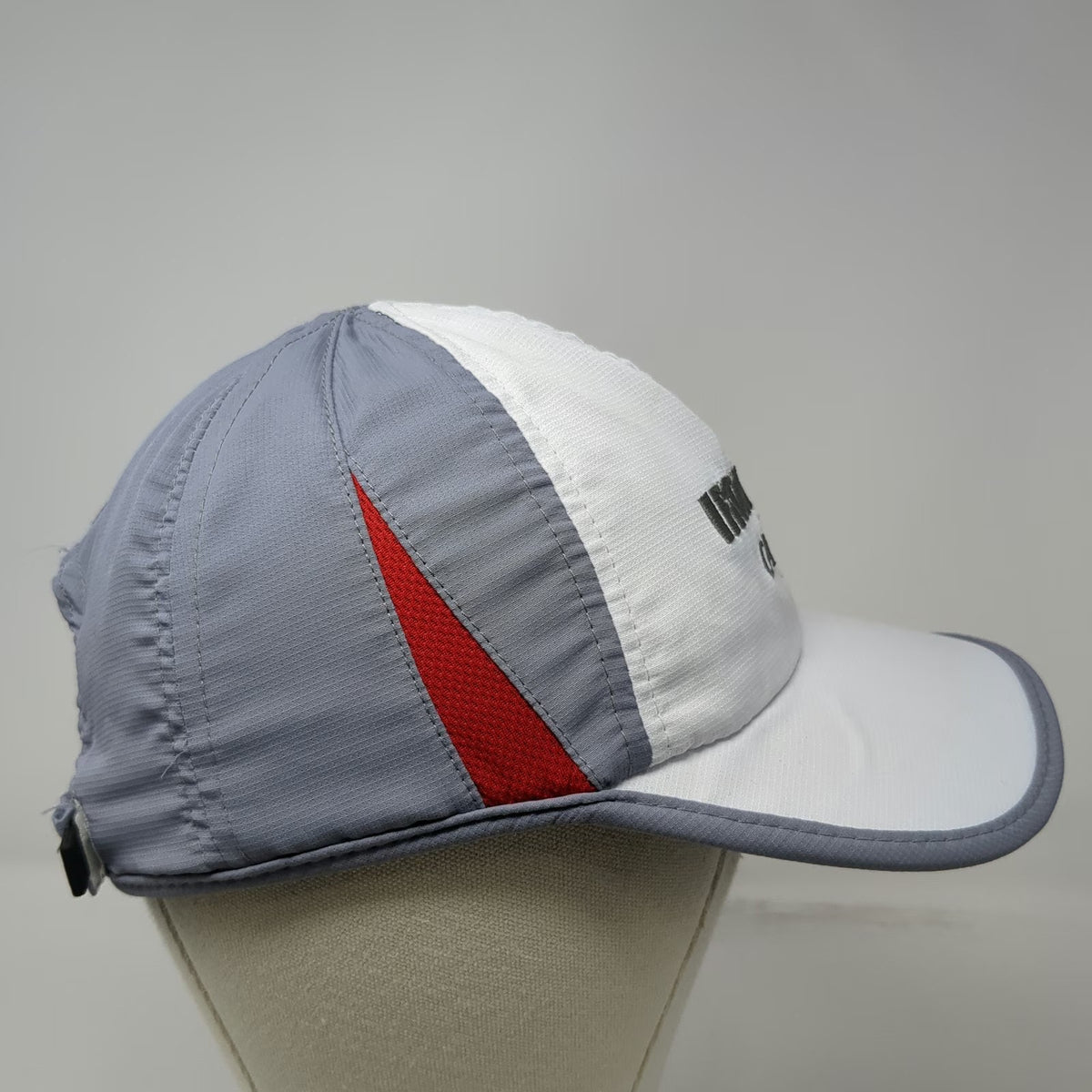 Ironman Baseball Cap White Gray Red OSFM Performance Captain Mesh Running Hat