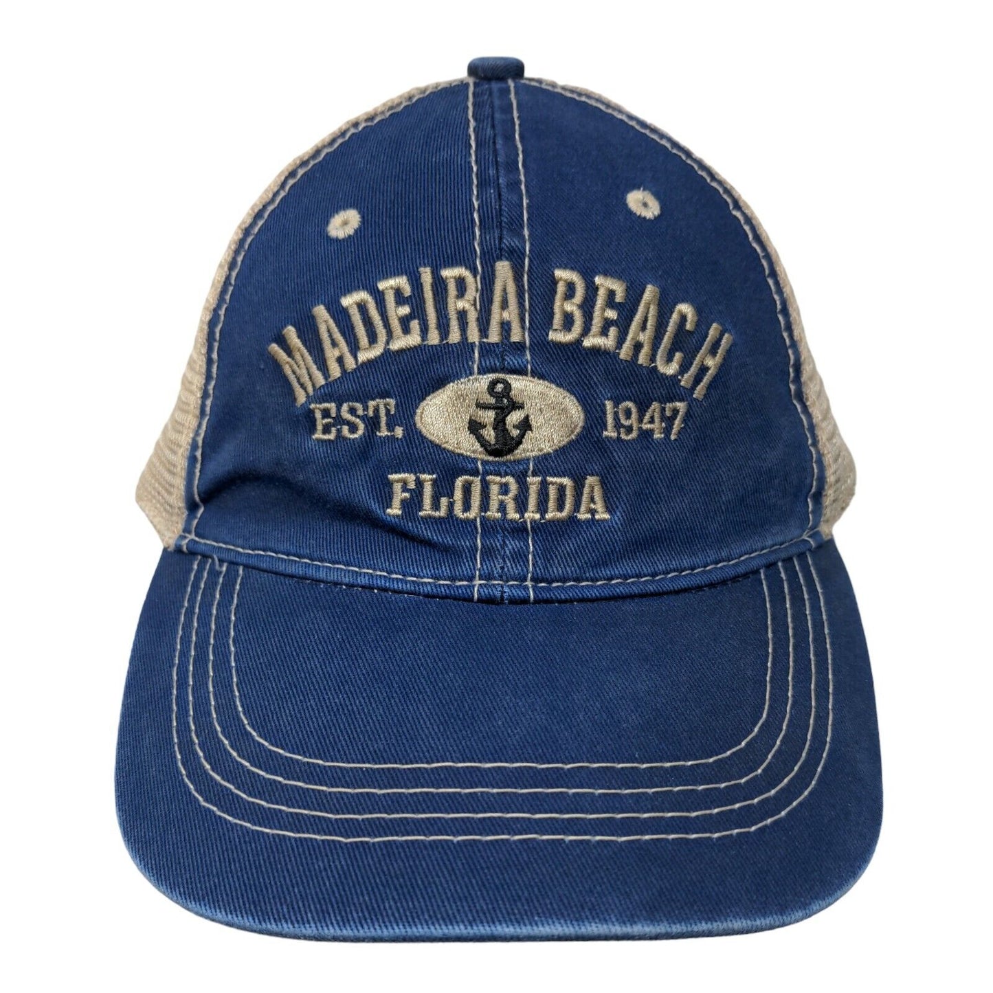 Madeira Beach Florida Snapback Mesh Back Trucker Hat Blue One Size Surf Style