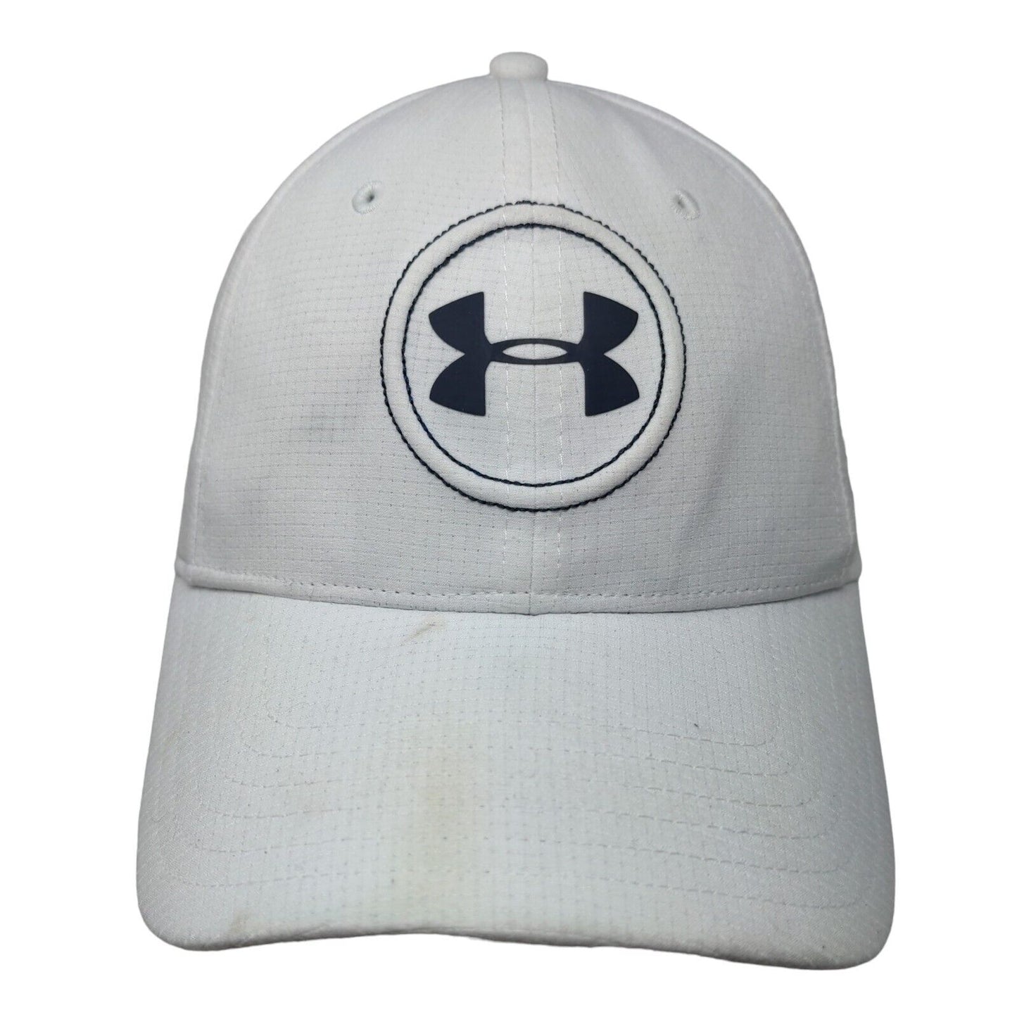 Under Armour Fitted Golf Hat White Medium-Large Embroidered 6 Panel