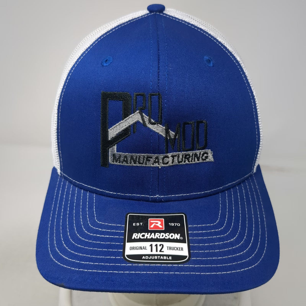 Richardson Trucker Hat Blue White OSFM Snapback Pro Mod Manufacturing 112 Mesh