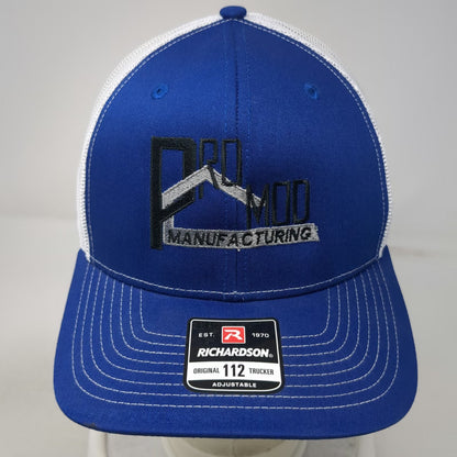 Richardson Trucker Hat Blue White OSFM Snapback Pro Mod Manufacturing 112 Mesh