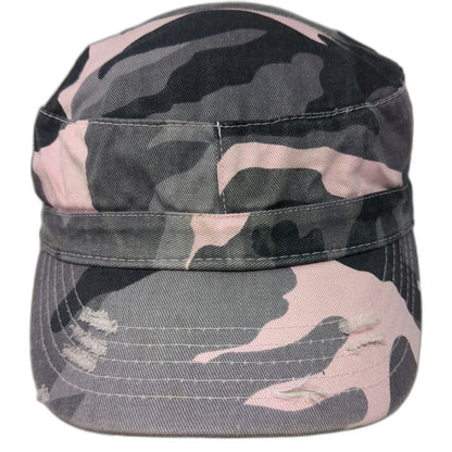 BK Army Cap Pink Gray Black Camo One Size Adjustable Cotton Cadet Patrol Hat
