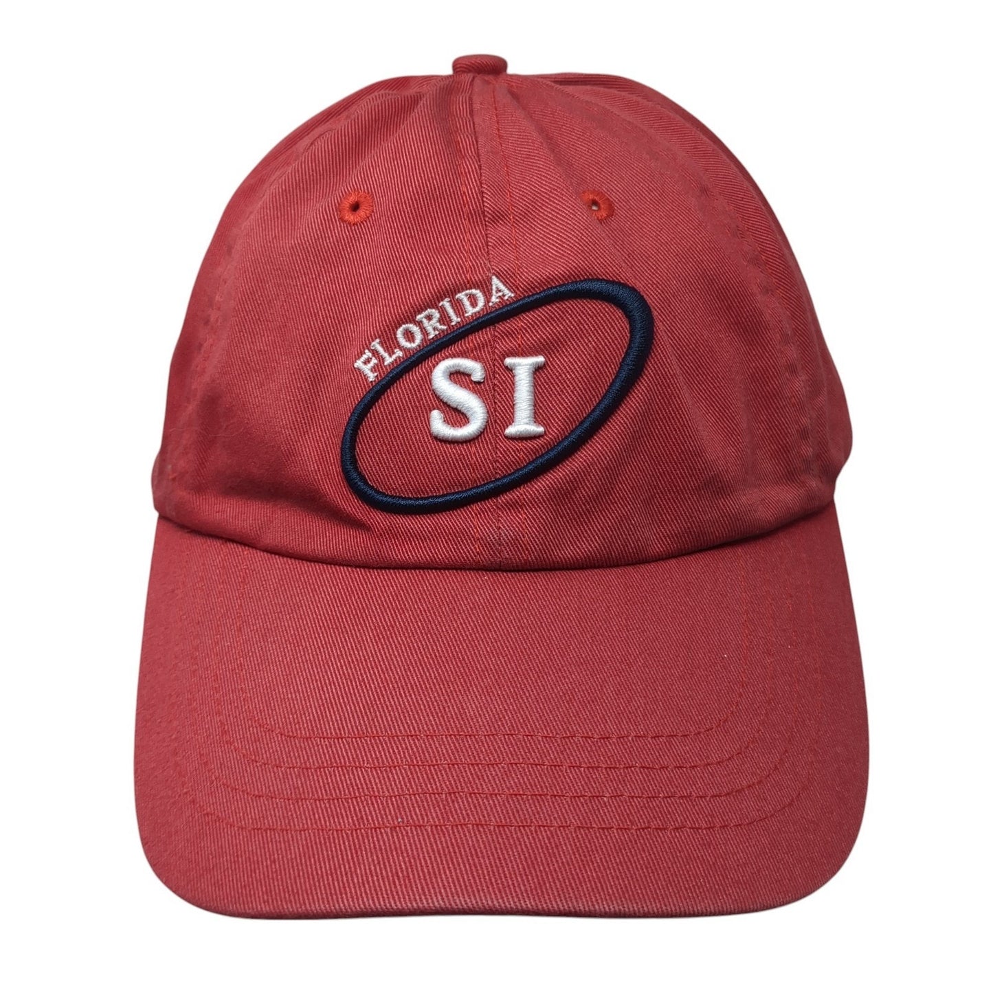 Florida SI Strapback Hat Red One Size Adjustable Embroidered 6 Panel