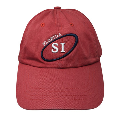 Florida SI Strapback Hat Red One Size Adjustable Embroidered 6 Panel