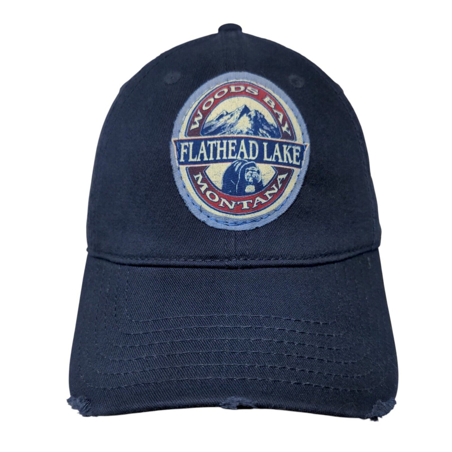 Woods Bay Montana Flathead Lake Patch Strapback Hat Blue OSFM Otto