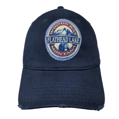 Woods Bay Montana Flathead Lake Patch Strapback Hat Blue OSFM Otto