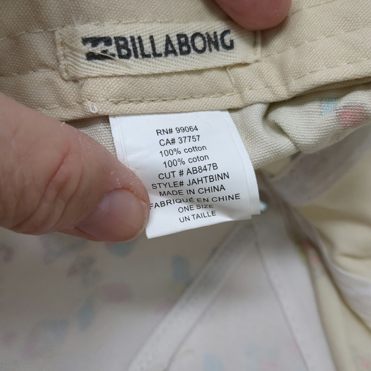 Billabong 5 Panel Beige Geometric Tribal One Size Hat Slideback All Over Pattern