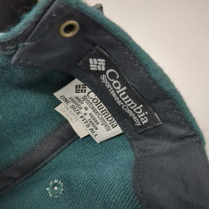 Columbia Baseball Cap Green One Size Wool Blend Leather Strapback Hat Logo