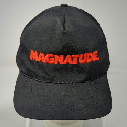 The Sportsman 5 Panel Hat Black Red Magnatude Snapback Rope Nylon Vintage