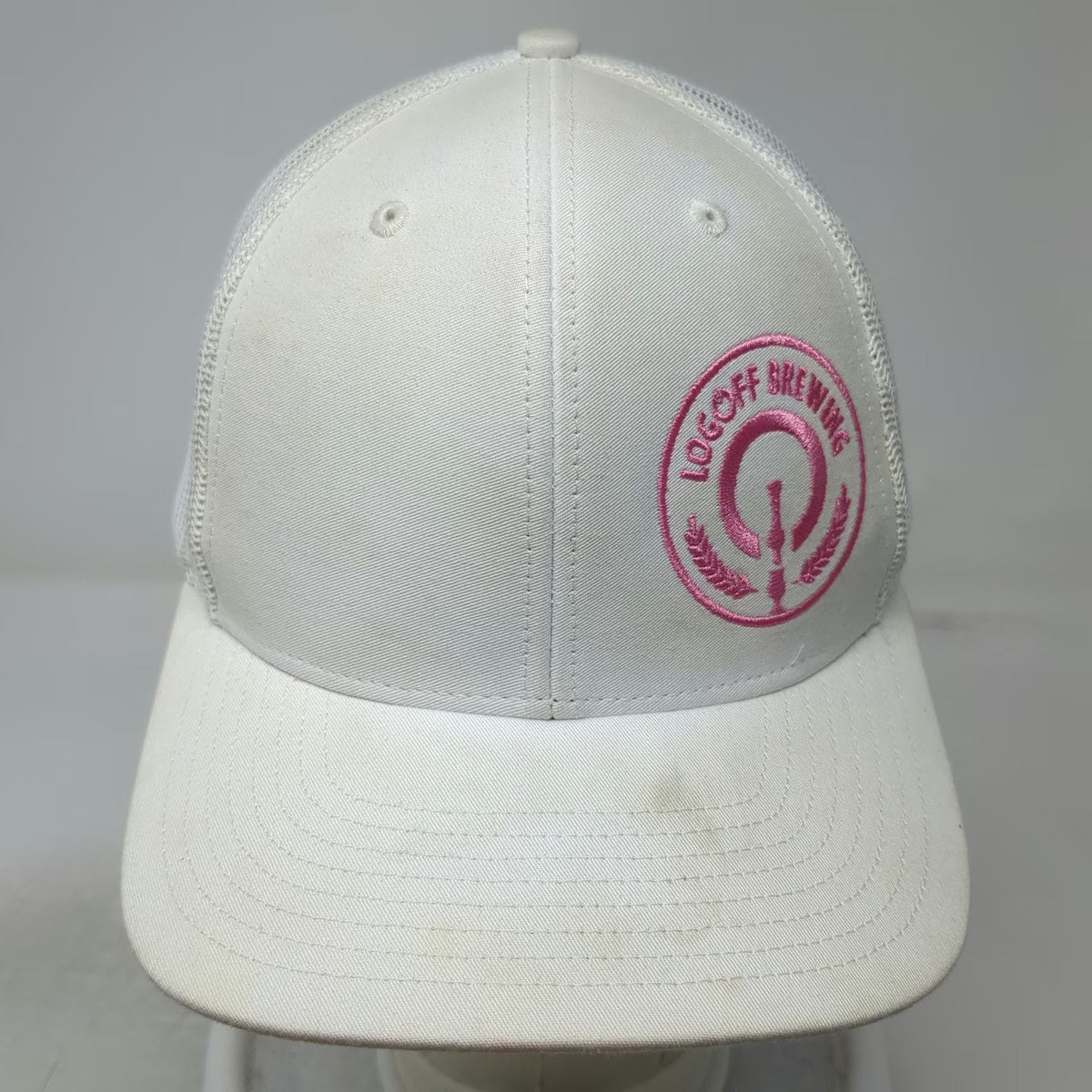Richardson Trucker Hat White One Size Mesh Snapback Logoff Brewing Beer Craft