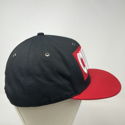 Cupbop Shhh Just Eat Snapback Hat Black Red One Size Flat Brim 3D Embroidery