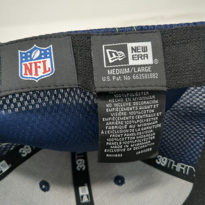 Seattle Seahawks NFL New Era Blue L Mesh Cap Stretch 39THIRTY Green Stitch Hat