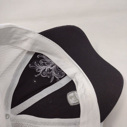 John Deere Strapback Hat Black OSFA Adjustable Embroidered Mesh Back 6 Panel