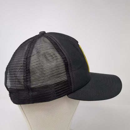 Cal-Stores Black Trucker Hat One Size Embroidered Patch Snapback Green Underbrim
