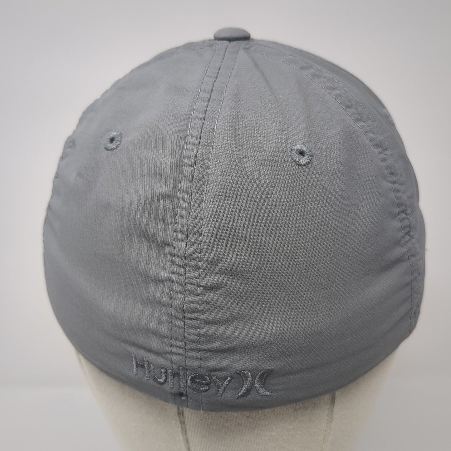 Hurley Logo Fitted Hat Gray Medium Solid Flexfit Embroidered Yupoong