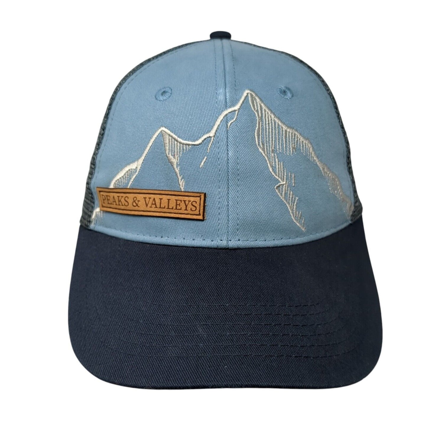 Peaks & Valleys Snapback Trucker Hat Blue One Size Mesh Back Locale