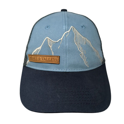 Peaks & Valleys Snapback Trucker Hat Blue One Size Mesh Back Locale