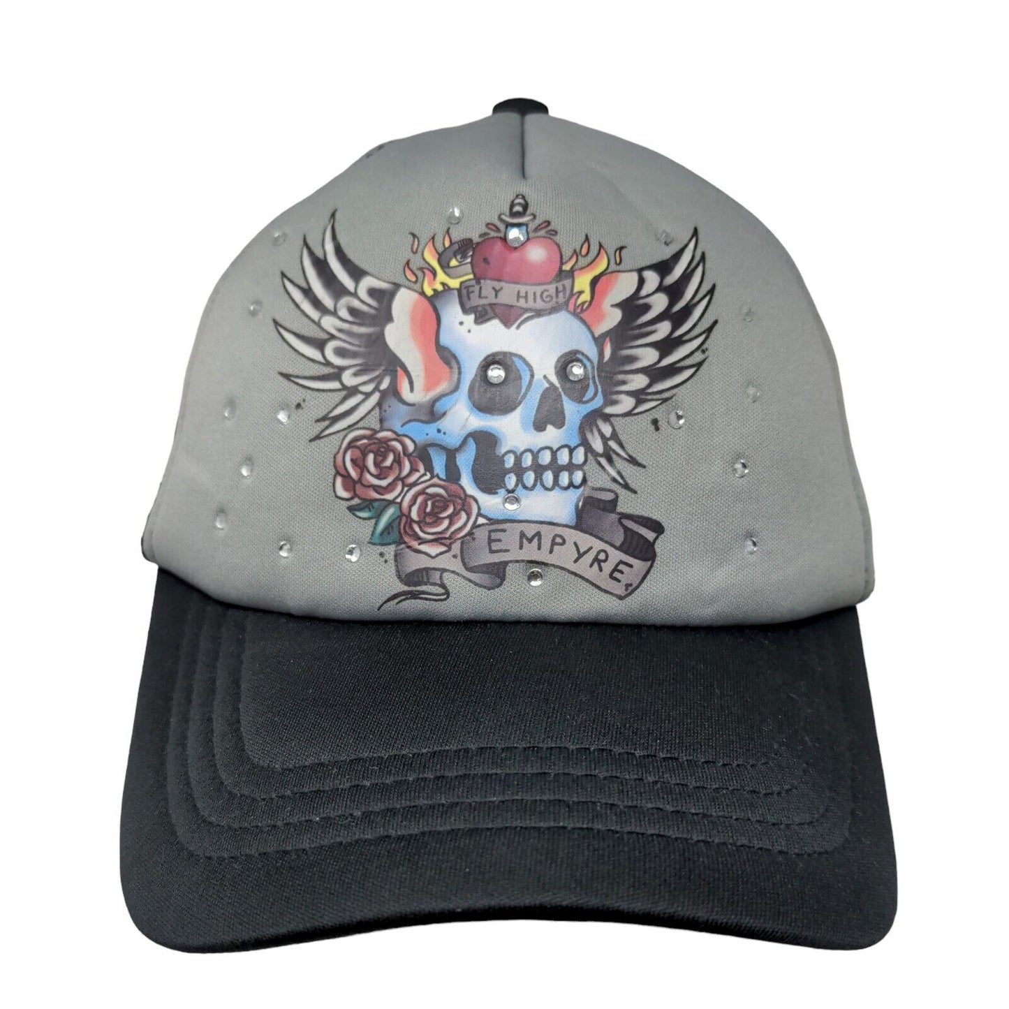 Empyre Fly High Skull Snapback Mesh Back Trucker Hat Multi One Size Bling