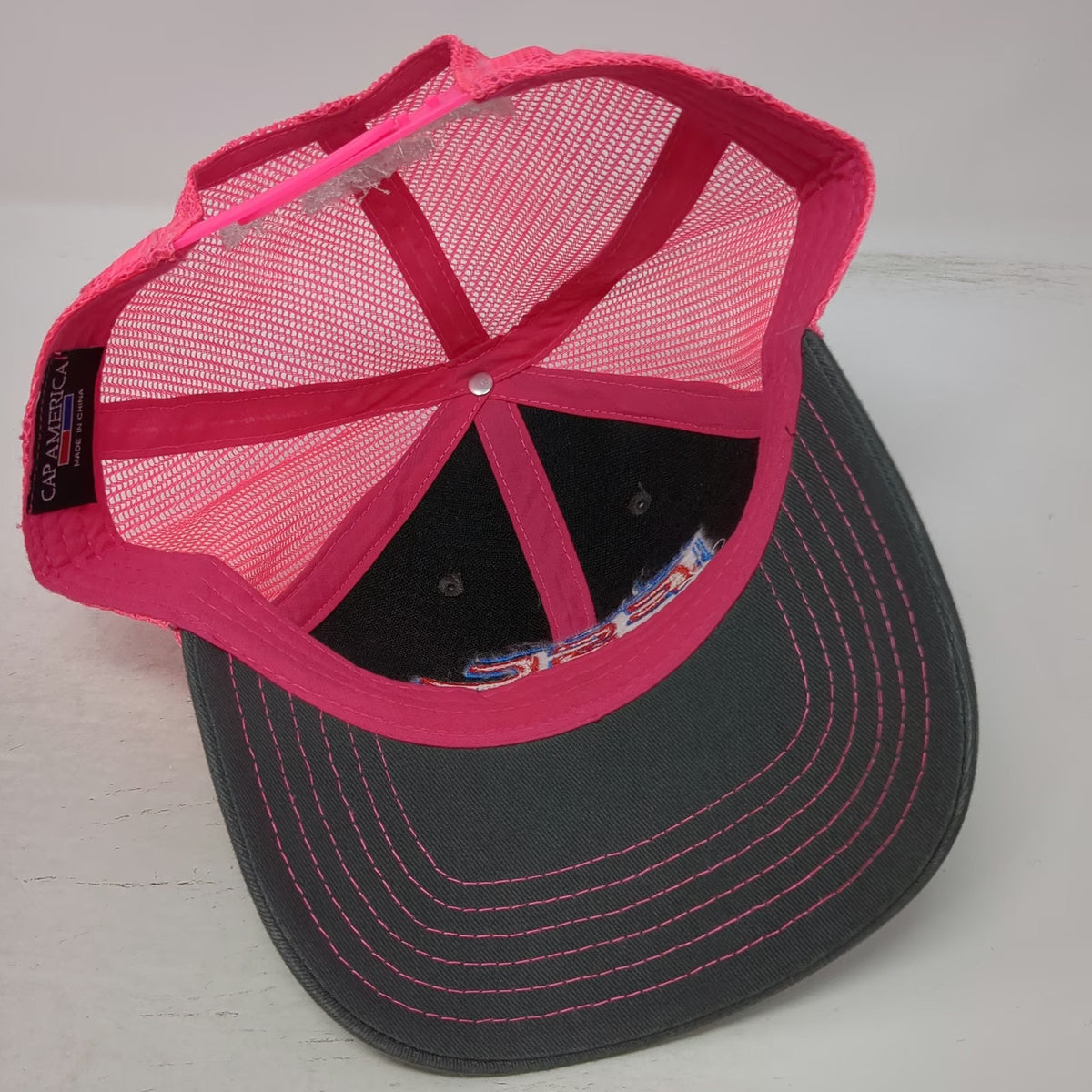 Cap America Gray Pink One Size Trucker Hat Farmers Supply Co-op Mesh Snapback