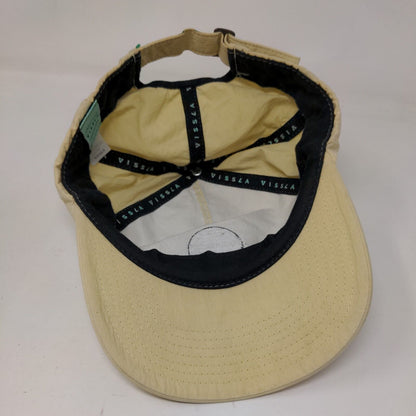 VISSLA Slideback Hat Tan One Size Adjustable Embroidered Vented Holes 6 Panel