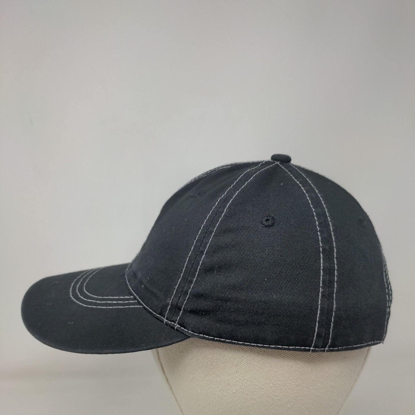Palm Tree Strapback Hat Black One Size Adjustable Embroidered 6 Panel