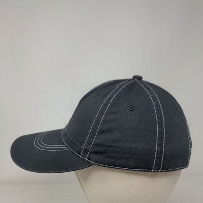 Palm Tree Strapback Hat Black One Size Adjustable Embroidered 6 Panel