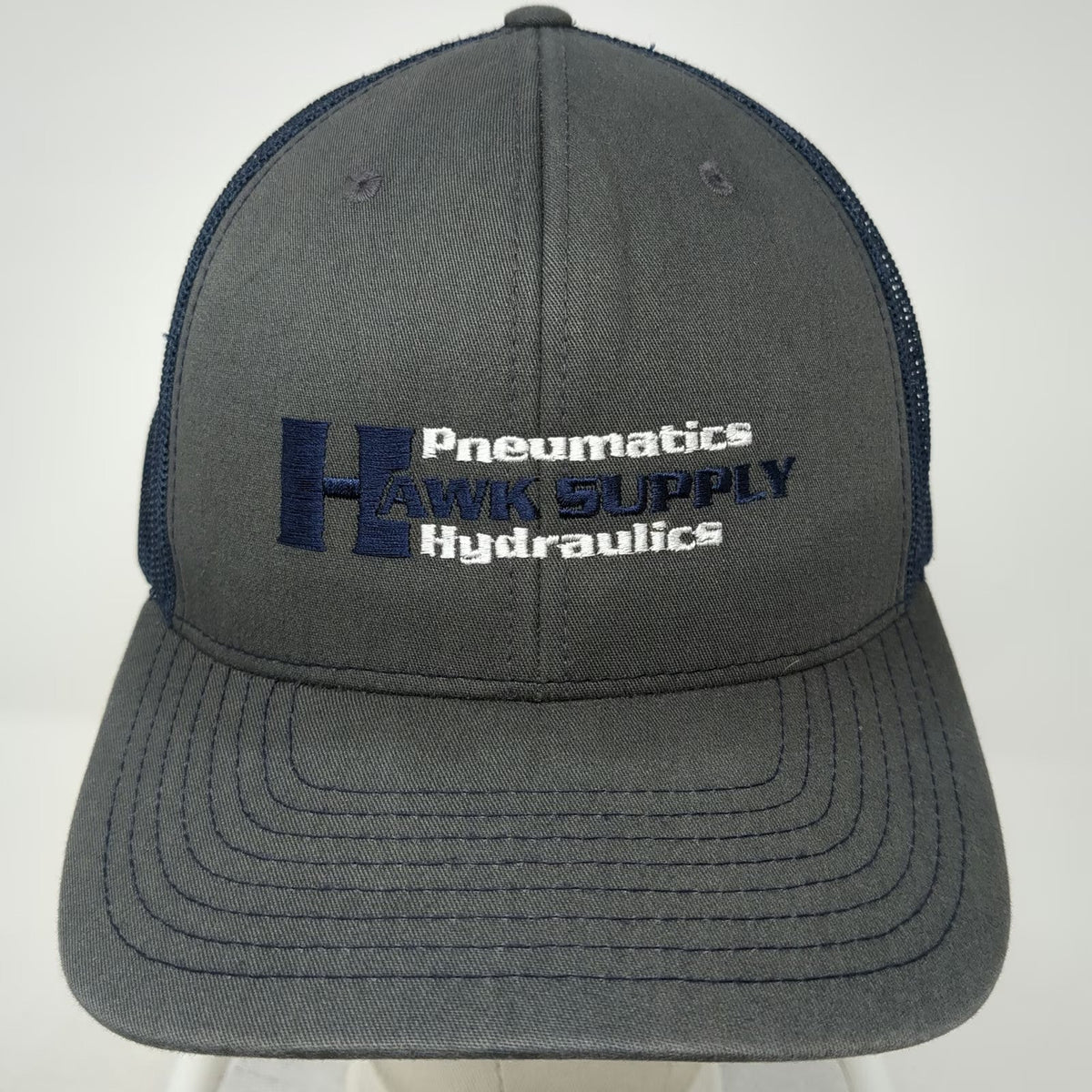 Richardson Trucker Hat Gray Blue One Size Mesh Snapback Hawk Supply Hydraulics