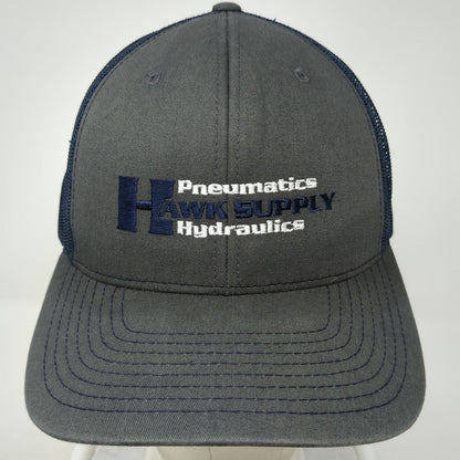 Richardson Trucker Hat Gray Blue One Size Mesh Snapback Hawk Supply Hydraulics