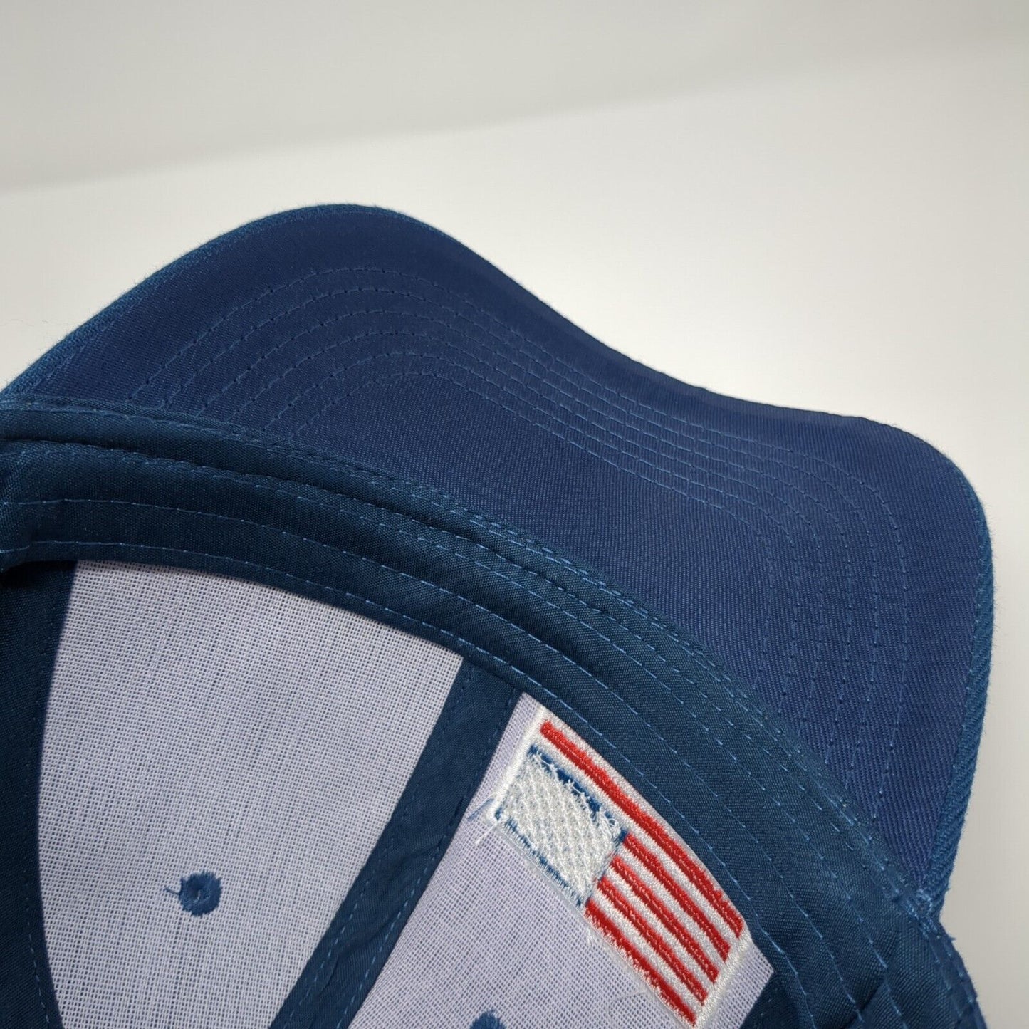 American Flag Strapback Hat Blue One Size Adjustable Embroidered Patriotic
