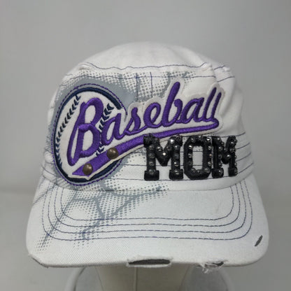 Baseball Mom Slideback Army Cap White One Size Distressed Studded Leader