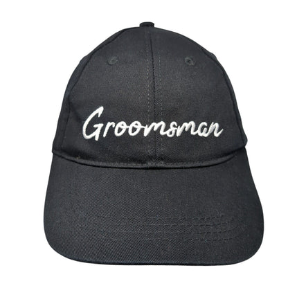 Groomsman Slideback Hat Black One Size Adjustable Embroidered Vented Holes