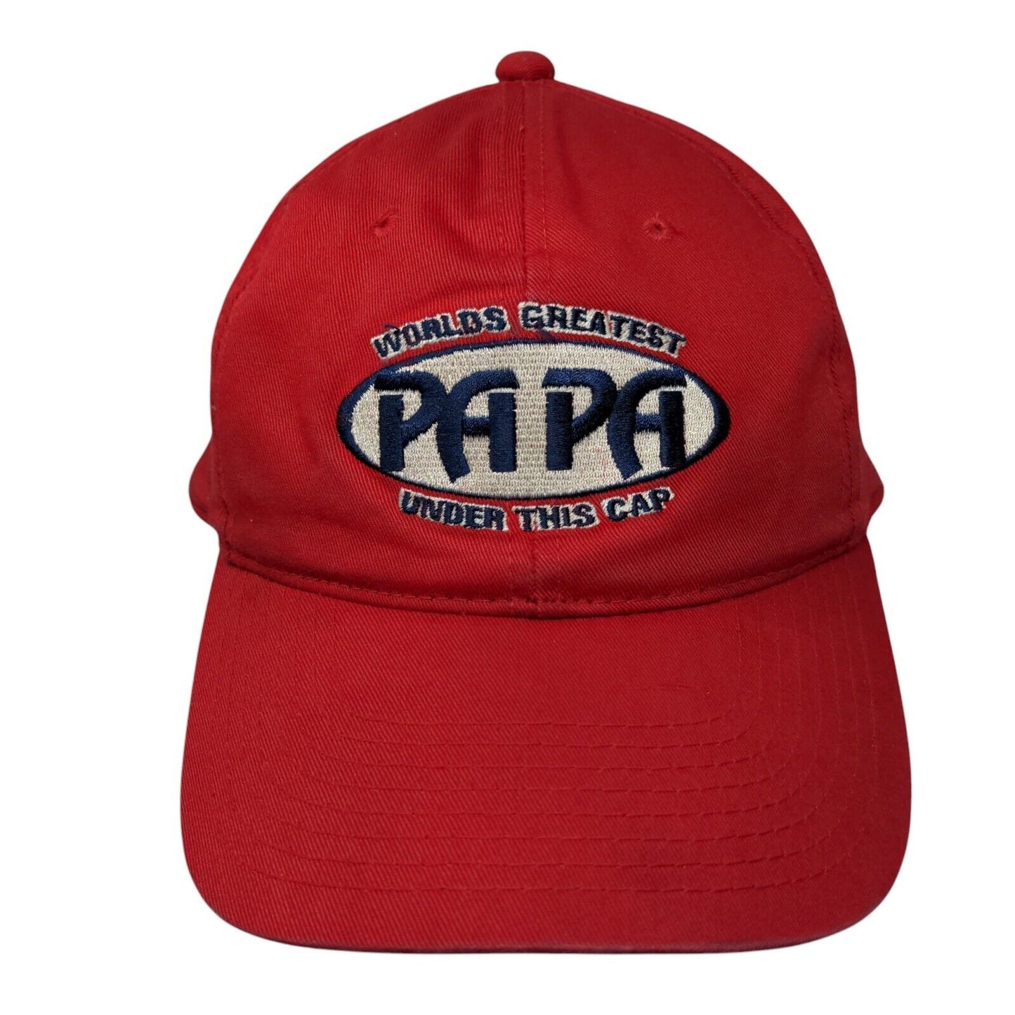 Worlds Greatest Papa Under This Cap Snapback Hat Red One Size Embroidered