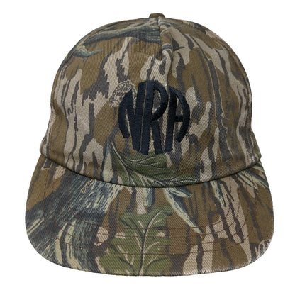 Mossy Oak 5 Panel Brown Green Hat One Size NRA Snapback Camo Made in USA Logo