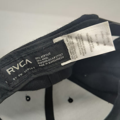 RVCA Snapback Black One Size Faux Leather Patch Acrylic Wool Flat Brim Hat