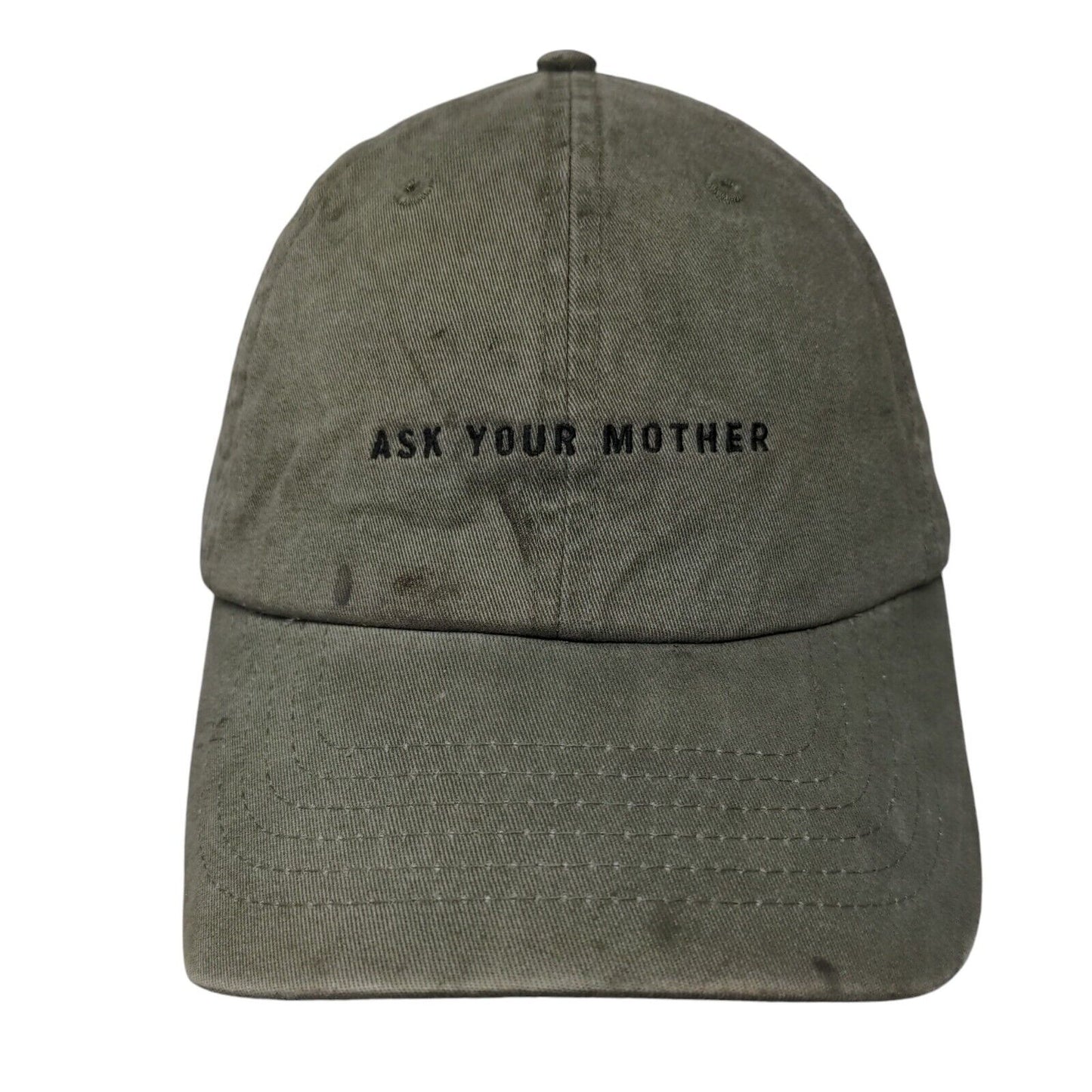 Ask Your Mother Slideback Hat Greenish-Brown One Size Embroidered