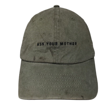 Ask Your Mother Slideback Hat Greenish-Brown One Size Embroidered