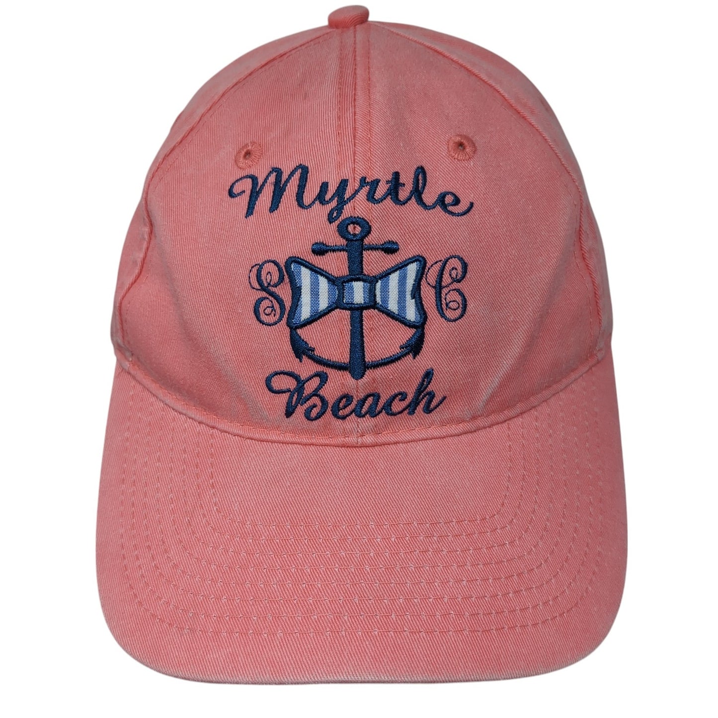 Myrtle Beach Anchor Ribbon Strapback Hat Pink One Size Adjustable