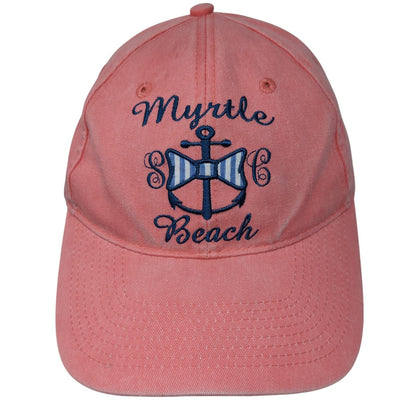 Myrtle Beach Anchor Ribbon Strapback Hat Pink One Size Adjustable