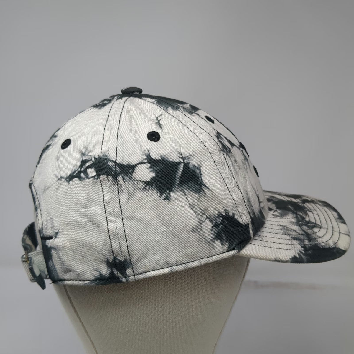 Adidas Baseball Cap White Black Tie-Dye One Size Trefoil Logo Cotton Strap Hat
